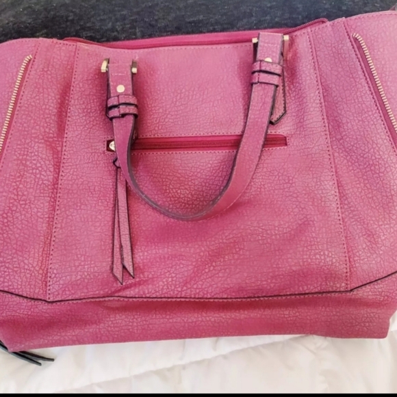 Maurice's Large Maroon Pebbled Faux Leather Work Bag Tote, Expandable Purse - Picture 7 of 11